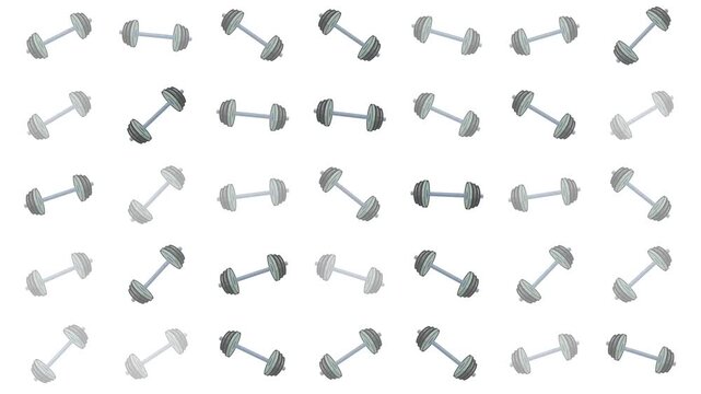 Repeating Pattern of Fitness Dumbbells Featuring Varying Shades of Grey for Gym and Workout Themed Background Designs