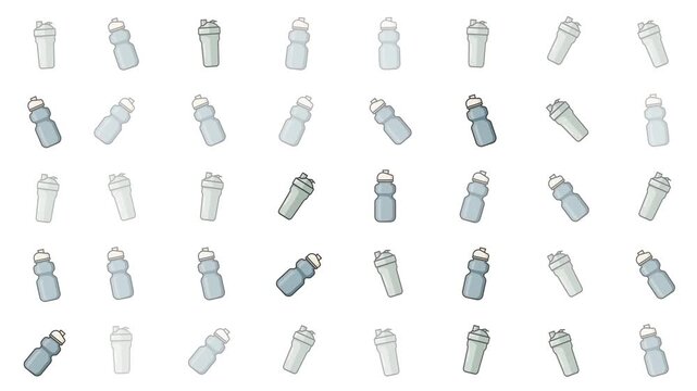 Seamless minimalist pattern of athletic water bottles and protein shaker icons for gym and fitness designs