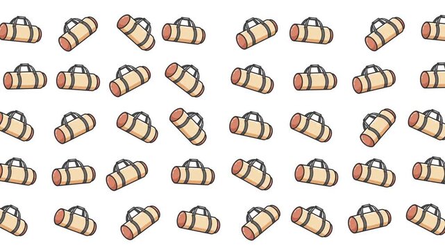 Seamless pattern with cartoon yoga mats. Cute fitness equipment background for active lifestyle