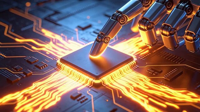 Robot hand on circuit board