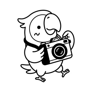 Parrot Photographer Camera Icon Illustration