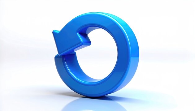 Shiny blue circular arrow symbol on white background