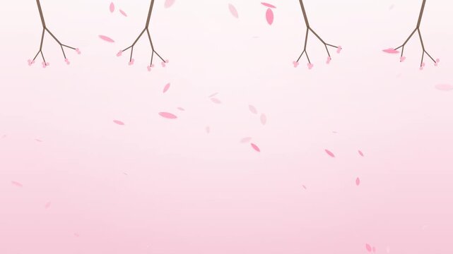 Gentle Cherry Blossom Petals Falling on Pink Gradient Background - Animated