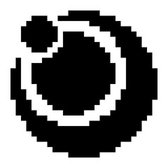 Naklejka premium Eclipse Ring with the Planet in front of it, Black Pixel Art Icon, Isolated