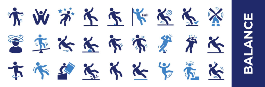 Balance and Falling Icons Collection