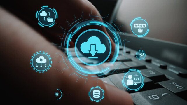 Cloud computing, cloud strategy, and cloud technology transforming digital infrastructure with scalable services, secure data storage, and cloud-based digital business solutions. Funnel