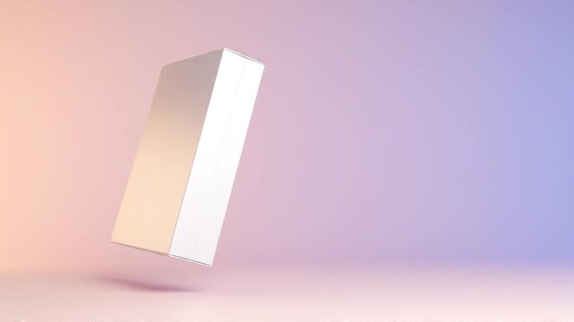 柔らかいパステルグラデーション背景に浮かぶ白無地の箱と化粧品や商品のモックアップ用背景素材
