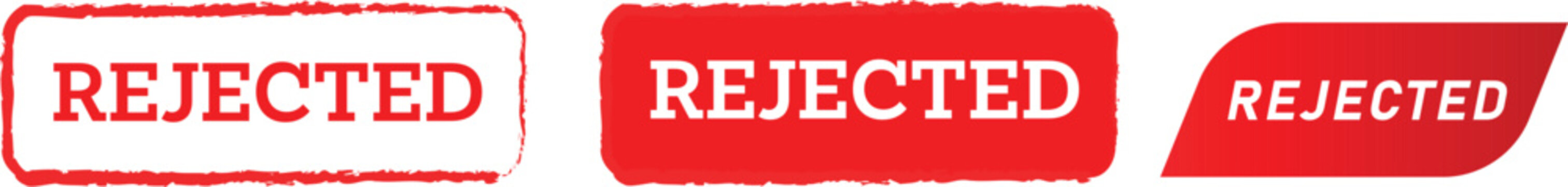 Red rejected stamp badges in different shapes