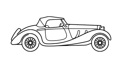 Obraz premium Vintage Roadster Car Outline Illustration - Classic Automobile Line Art