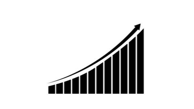 Business growth concept in graph chart showing marketing sales profit increasing to future target . growing business concept. Clean Hi-tech style technology chart
