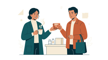 Fototapeta premium Pharmacist Consulting Customer on Herbal Medicine or Supplements, Providing Care and Advice
