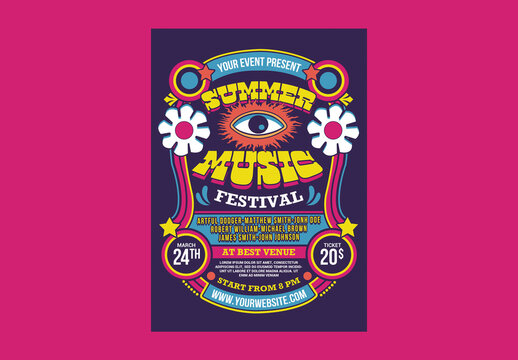 Retro Psychedelic Summer Music Festival