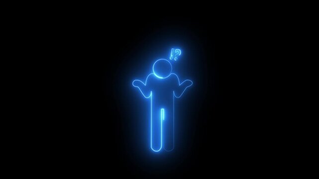 Colorful Glowing neon line Human head with question mark icon on black background. Abstract neon design of animation a man&rsquo;s head with a question mark.Motion graphics of concept