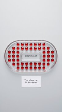 Red Blood Drop Spheres in Donation Tray, Blood Donation Concept, Medical Symbol