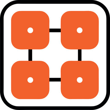 Orange Connected App Grid Icon with Four Squares and Dots