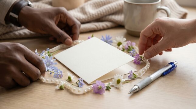 Blank Card Surrounded by Flowers for World Lungs Day