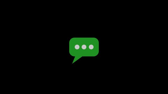 Animated three dots typing icon for chat and message activity on black background.