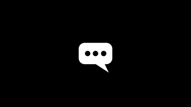 Animated three dots typing icon for chat and message activity on black background.