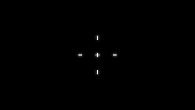 Crosshair target icon for focus concept design on black background.