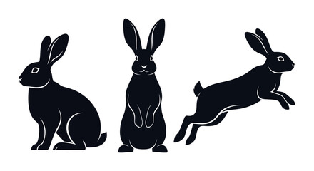 Obraz premium Set of three stylized vector graphic elements, minimalist modern design for web and print applications, isolated on white background, versatile EPS format for creative projects and branding.
