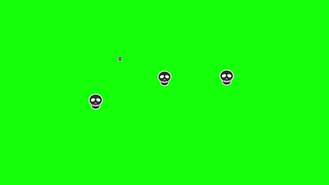小さなドクロのイラストが跳ねるように現れる装飾アニメーション／A decorative animation featuring small skull illustrations popping up with a bouncing motion