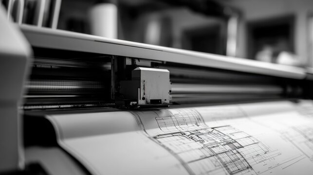 Large format printer creating architectural plans