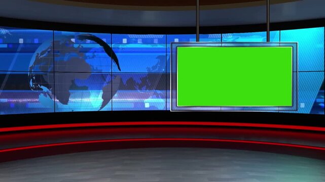Futuristic TV News Studio with Green Screen Background Full HD