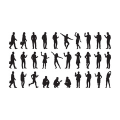 Fototapeta premium Human silhouettes in dynamic poses. Active people figures for design and motion graphics.
