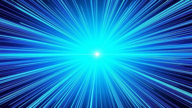 Blue Light Burst with Speed Lines and Radial Expansion - Futuristic Tech Motion Background