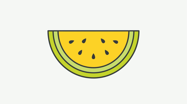 Bright Yellow Watermelon Slice Graphic Icon with Seeds, Refreshing Summer Fruit Concept, Clean Modern Design for Food and Beverage Marketing