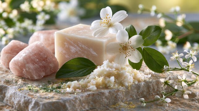 Handcrafted Spa Ingredients with Natural Flowers and Herb Infusion for Relaxation and Wellness