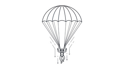 Skydiver with open parachute line art illustration © bogel