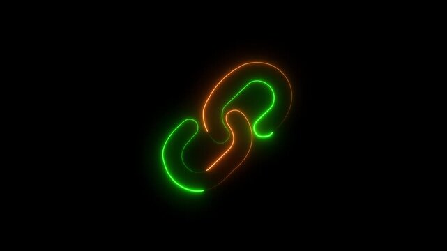 Neon Chain Link Icon Animation on Black Background