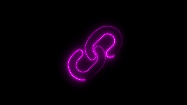 Neon Chain Link Icon Animation on Black Background