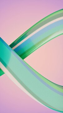 Sleek green and white wave on gradient background. 3d rendering