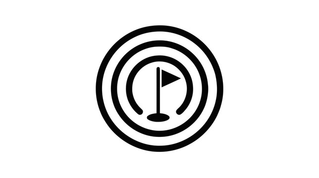 Vector illustration of golf flag icon inside concentric circles on a transparent background