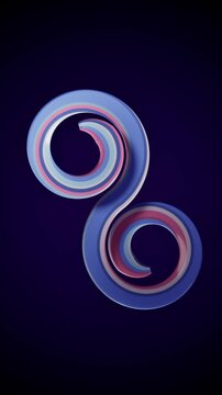 Abstract blue and pink spiral design. 3d rendering