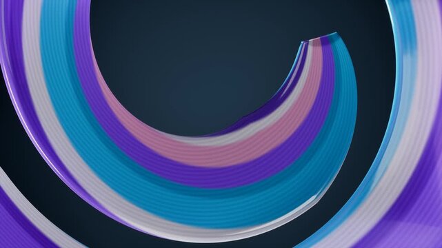 Colorful abstract curved lines with vibrant purple and blue hues. 3d rendering