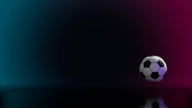 Floating soccer ball against colorful gradient background. 3d rendering