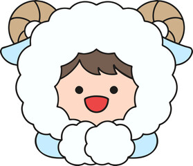 Fototapeta premium A cute boy wearing a sheep hat