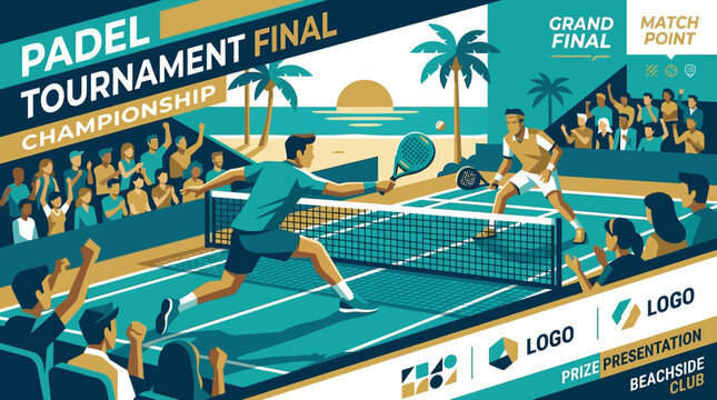 Vibrant Padel Tournament Championship Competition Poster And Match Point Scene
