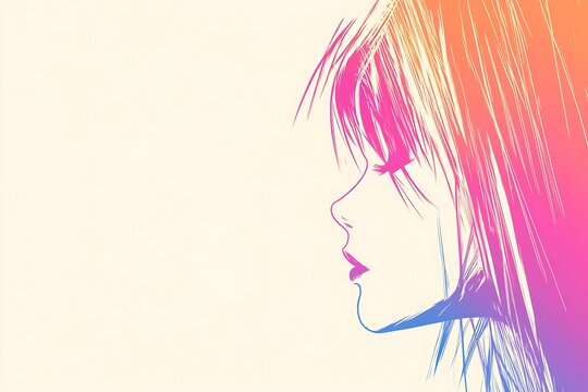 Vibrant silhouette of a woman's face