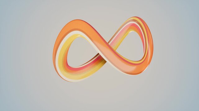 infinity symbol with vibrant colors on pastel background. 3d rendering
