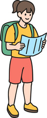 Obraz premium A female backpacker looking at a map