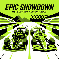 Obraz premium Thrilling Motorsport Racing Showdown Dynamic Speed Competition