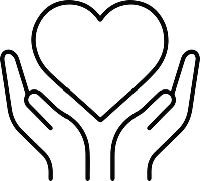Open-Hands Heart Line Art Vector Icon For Charity Logo