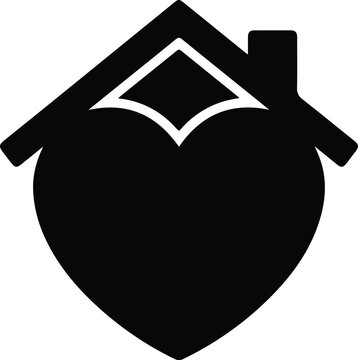 Heart-House Silhouette Icon Vector Design For Charity Real Estate Logo