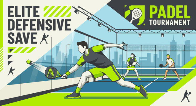 Padle Tennis Game Action Elite Defensive Save In Tournament