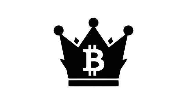 Vector illustration of bitcoin crown icon, cryptocurrency king symbol, digital currency logo on a transparent background