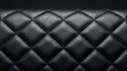 Obraz premium Luxurious Black Quilted Leather Texture with Diamond Stitching Pattern.